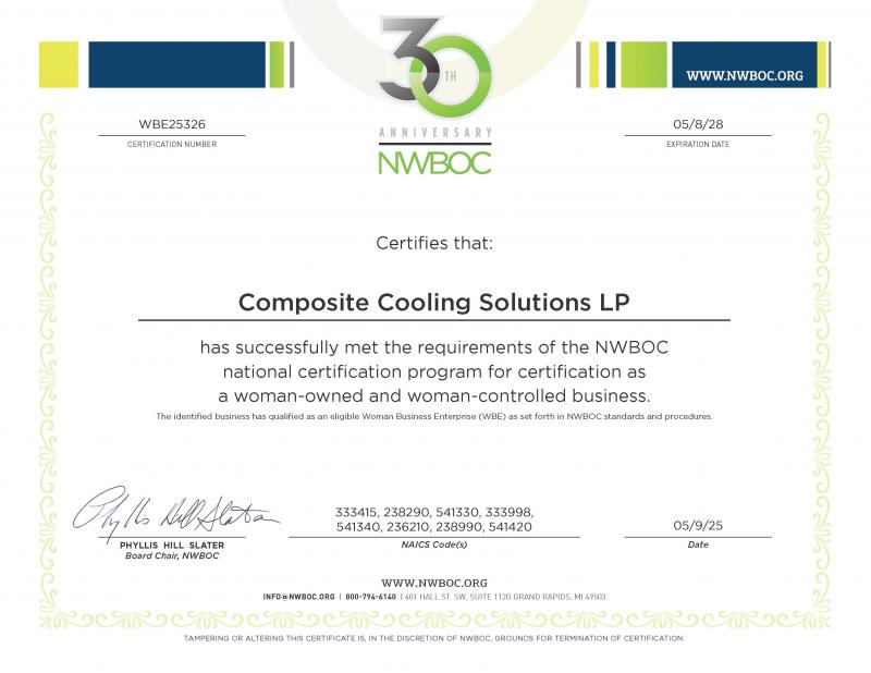 Composite Cooling Solutions LP 2025 Certificate