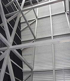 Internal view of cooling tower showing the CCS open tower structure.